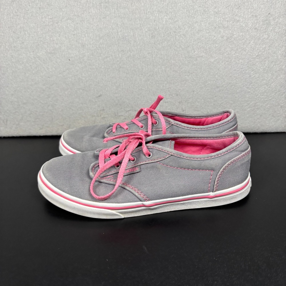 Vans Girls Missy 721356 Atwood Gray Pink Canvas Sneakers Shoes Lace Up Size 3